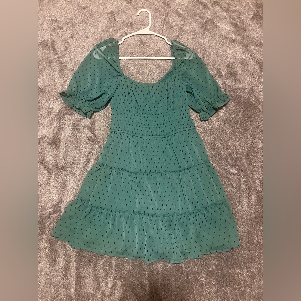 Trixxi Teal-Green & Black Mini Dress